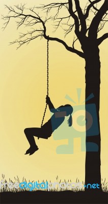 Girl On Swing Stock Image