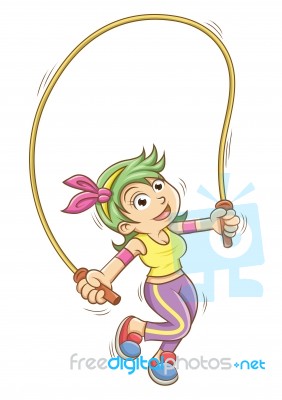 Girl Playing With A Skipping Rope Stock Image