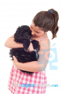 Girl Playing With Dog Stock Photo