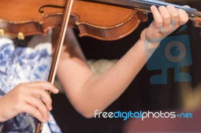 Girl Plays Violin Stock Photo