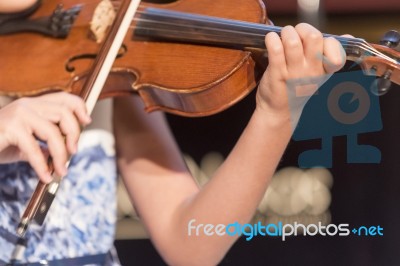 Girl Plays Violin Stock Photo