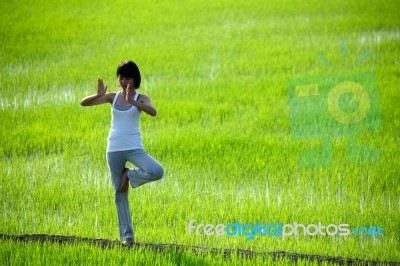 Girl Practicing Yoga Stock Photo