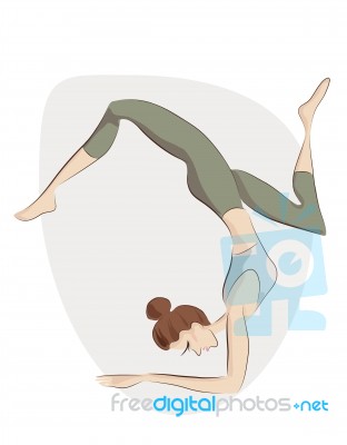 Girl Practicing Yoga Exercise.  Illustration Of A Woman Stock Image