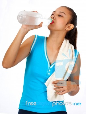 Girl Quenching Her Thirst Stock Photo