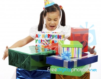 Girl Receiving Presents Stock Photo