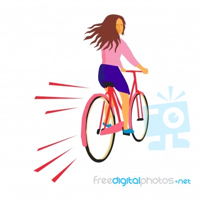 Girl Riding Vintage Bicycle Retro Stock Image