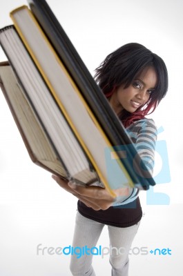 Girl Showing Books Stock Photo