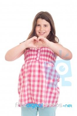 Girl Showing Heart Symbol Stock Photo