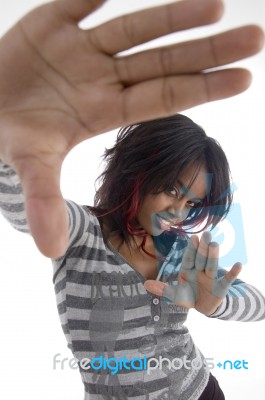 Girl Showing Her Hands Stock Photo