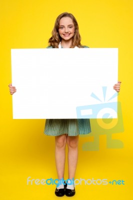 Girl Showing White Blank Board Stock Photo