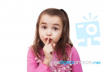 Girl Shows Hush Sign Stock Photo