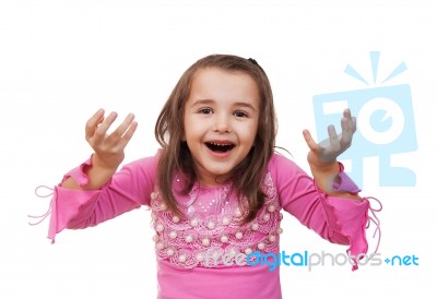 Girl Shows That Very Surprised Stock Photo