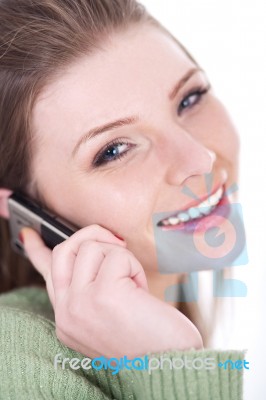 Girl Speaking Over Cell Phone Stock Photo