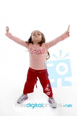 Girl Stretching Her Arms Stock Photo