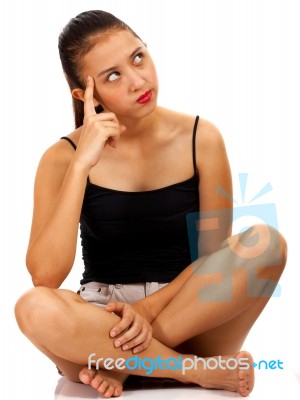 Girl Thinking Stock Photo