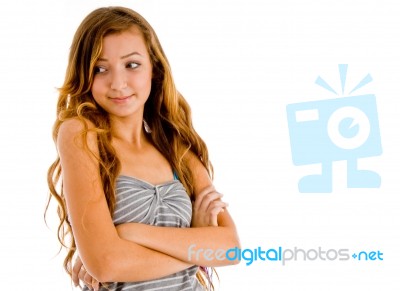 Girl With Arms Crossed Stock Photo