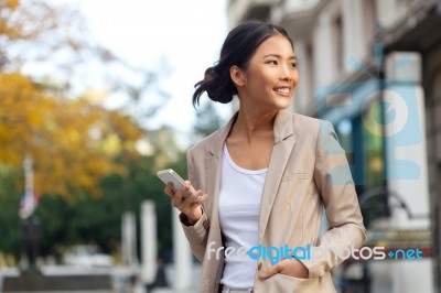 Girl With Mobile Phone Stock Photo