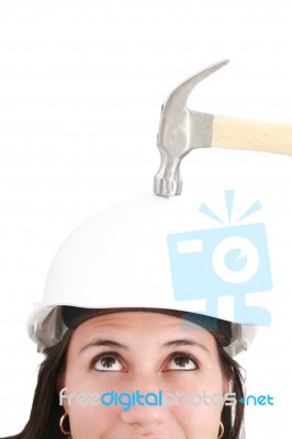 Girl With Safety Helmet Stock Photo