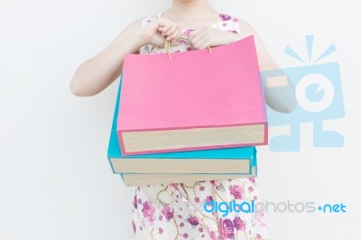 Girl With Shopping Bags Stock Photo