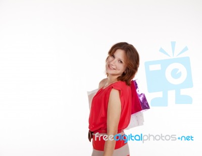 Girl With Shopping Bags Stock Photo