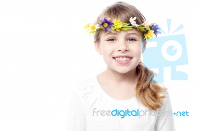 Girl With Wreath On Head Stock Photo