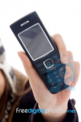 Girls Hand Showing Mobile Phone Stock Photo