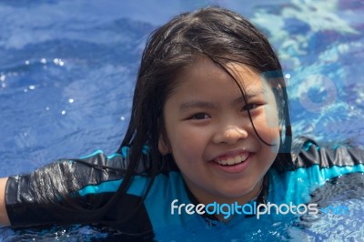 Girls Swimming Stock Photo