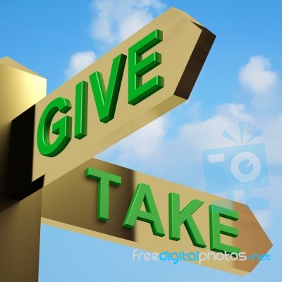 Give Or Take Signpost Stock Image