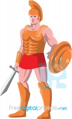 Gladiator Roman Centurion Warrior Standing Stock Image