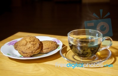 Glass Cup With Tea Stock Photo