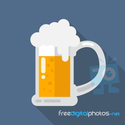 Glass Of Beer Flat Icon Stock Image