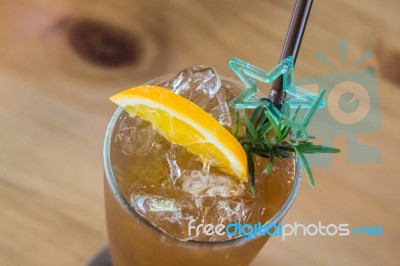 Glass Of Iced Lemon Tea Stock Photo