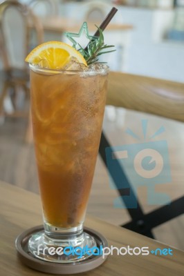 Glass Of Iced Lemon Tea Stock Photo