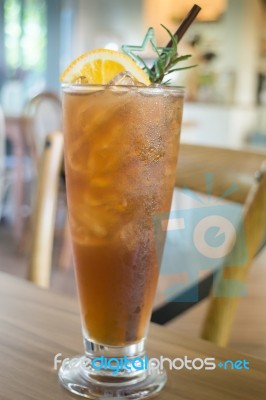 Glass Of Iced Lemon Tea Stock Photo