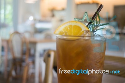 Glass Of Iced Lemon Tea Stock Photo