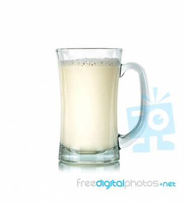 Glass Of Milk Isolated On The White Background Stock Photo