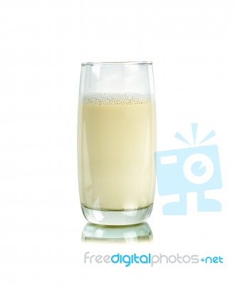 Glass Of Milk Isolated On The White Background Stock Photo