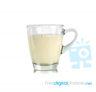 Glass Of Milk Isolated On The White Background Stock Photo