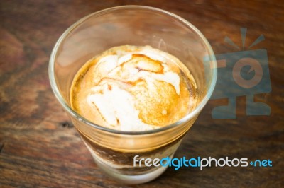 Glass Of Vanilla Ice Cream Affogato Coffee Stock Photo