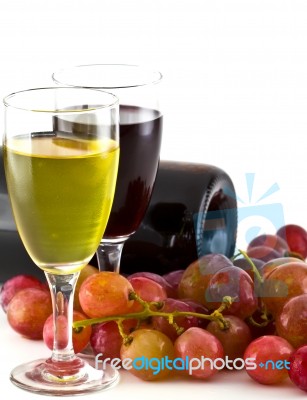 Glass Of Wine And Grapes Stock Photo