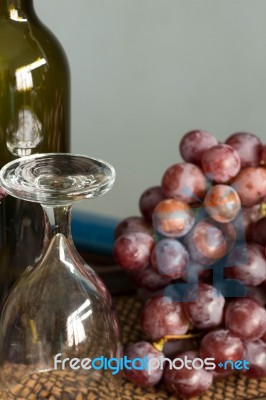 Glass Of Wine On Tray Stock Photo