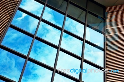 Glass Wall Of Office Building Stock Photo