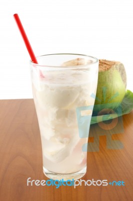 Glass With Coconut Stock Photo