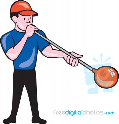 Glassblower Glassblowing Isolated Cartoon Stock Image