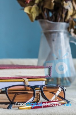 Glasses And School Supplies Stock Photo