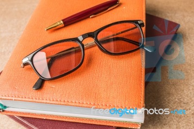 Glasses On A Books Stock Photo