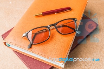 Glasses On The Book Stock Photo