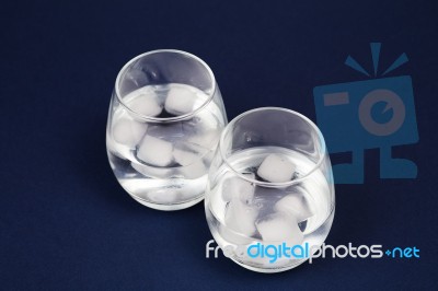 Glasses With Water And Ice Stock Photo