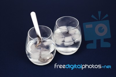 Glasses With Water And Ice Stock Photo