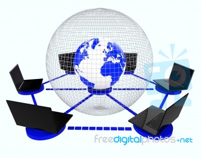 Global Computer Network Means World Monitor And Connectivity Stock Image